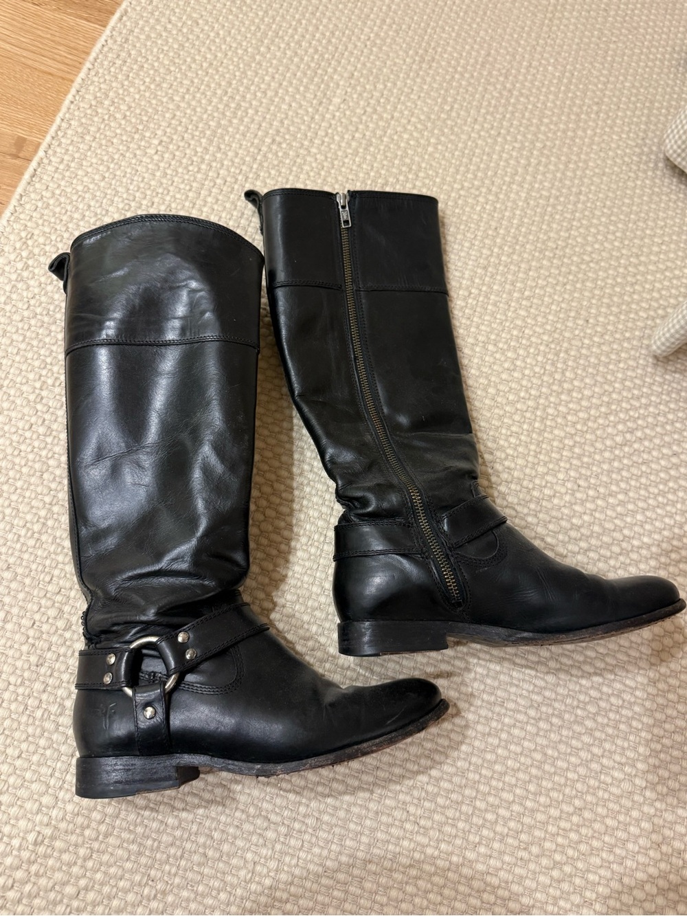 FRYE AND CO. Black Leather Knee-High Riding Boots SIZE 6B